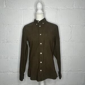 H&M Women's Brown Ribbed Corduroy Button Long Sleeve Collared Shirt Size XS NWT